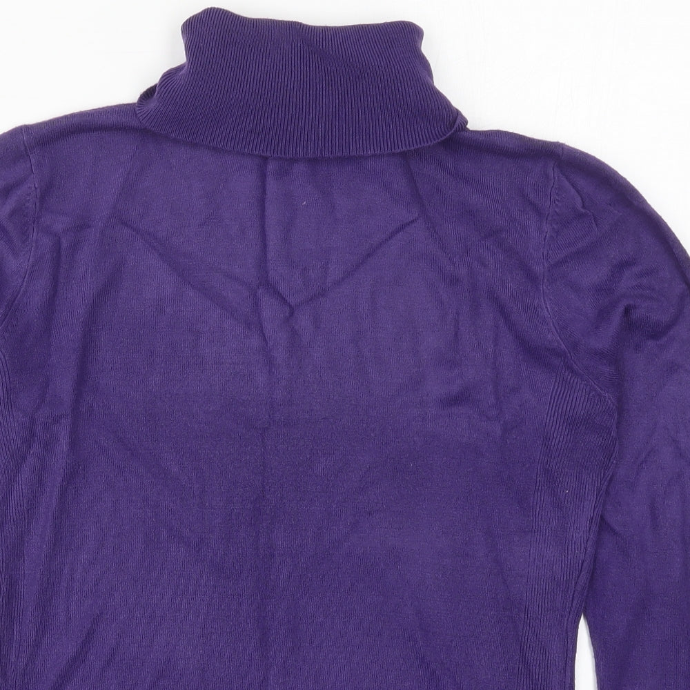 George Womens Purple Roll Neck  Acrylic Pullover Jumper Size 14