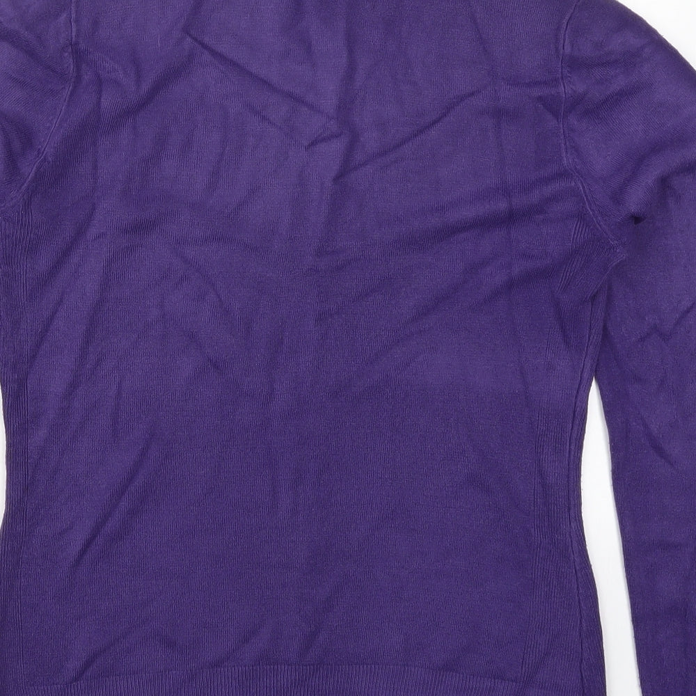 George Womens Purple Roll Neck  Acrylic Pullover Jumper Size 14