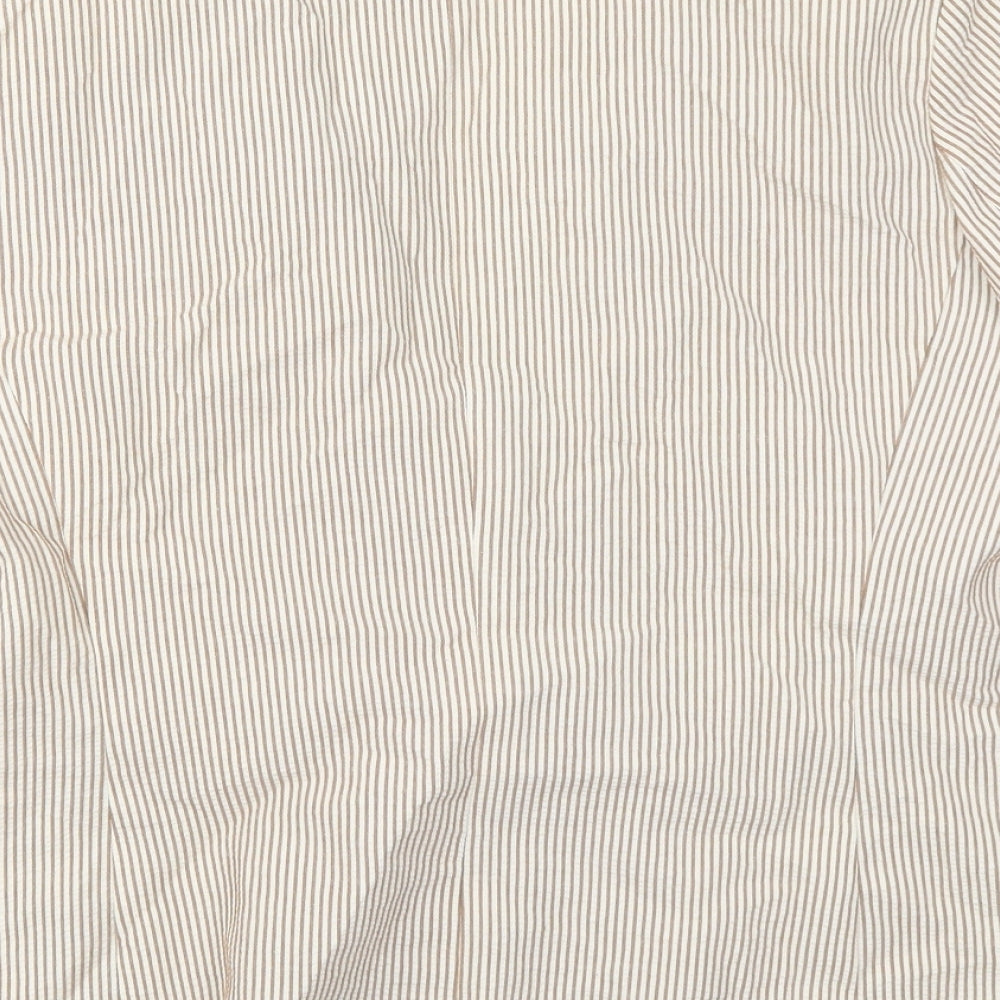 Viyella Womens Beige Striped Cotton Jacket Blazer Size 12
