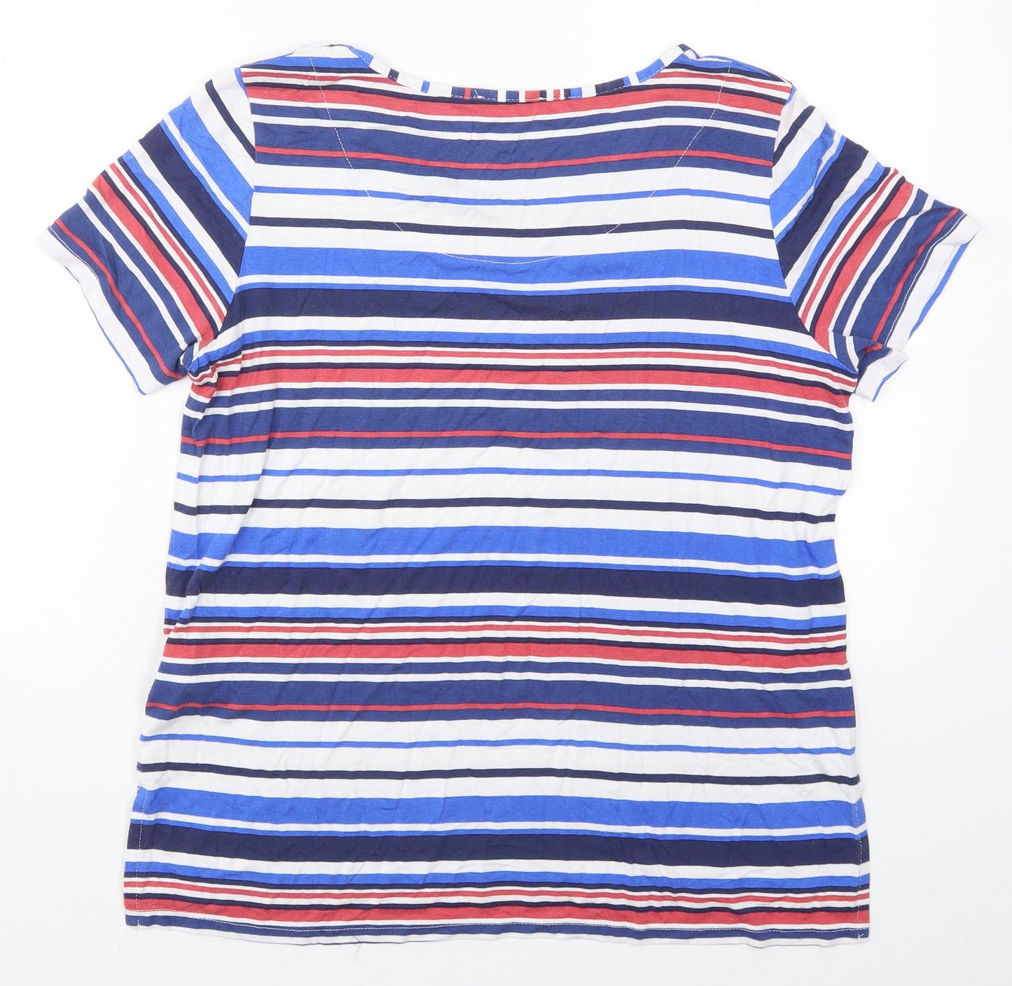Principles Womens Blue Striped Viscose Basic T-Shirt Size 14 Round Neck