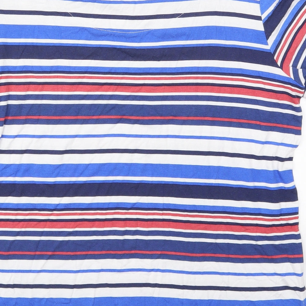 Principles Womens Blue Striped Viscose Basic T-Shirt Size 14 Round Neck