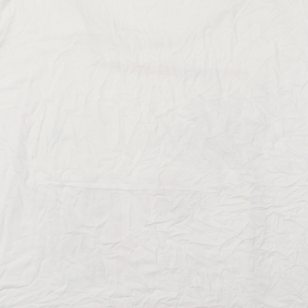 Afibel Womens White  Viscose Basic T-Shirt Size 24 Round Neck - Flowers