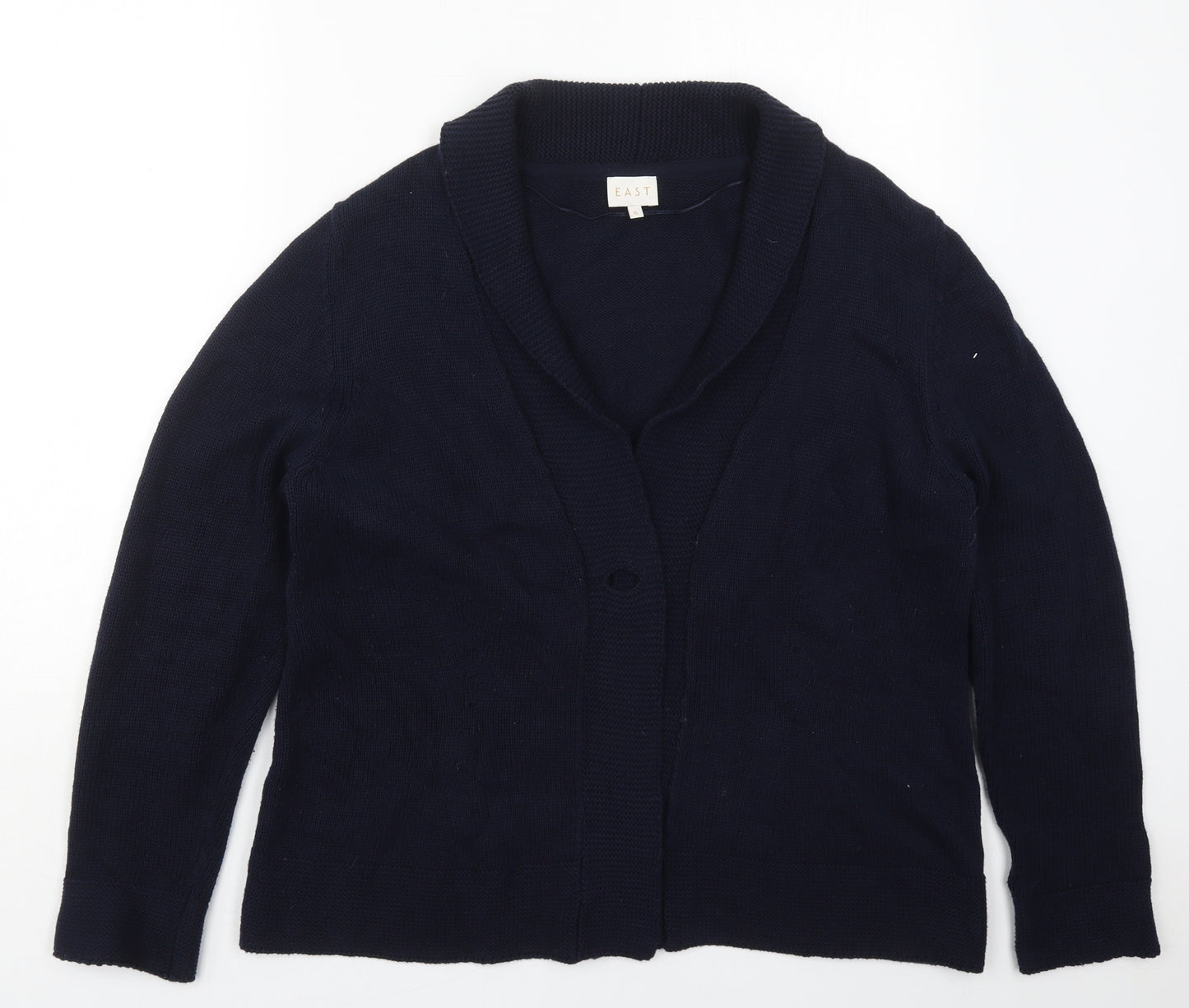 EAST Womens Blue Collared  Cotton Cardigan Jumper Size XL