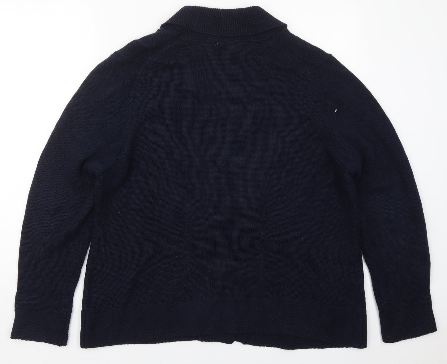 EAST Womens Blue Collared  Cotton Cardigan Jumper Size XL