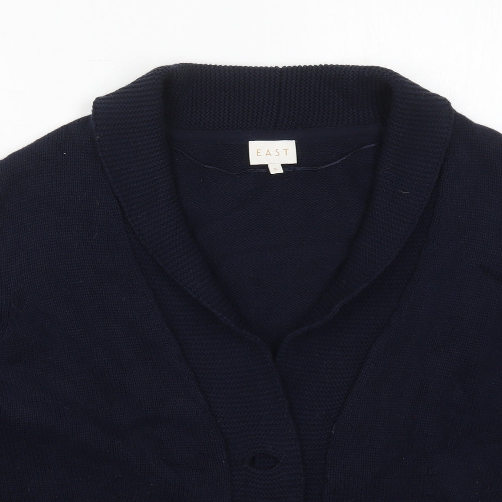 EAST Womens Blue Collared  Cotton Cardigan Jumper Size XL
