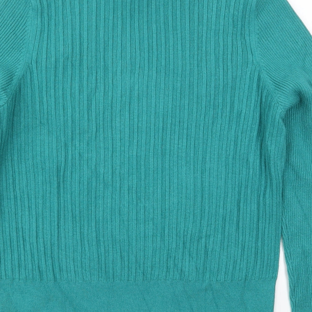 Marks and Spencer Womens Green Crew Neck  Viscose Pullover Jumper Size 18
