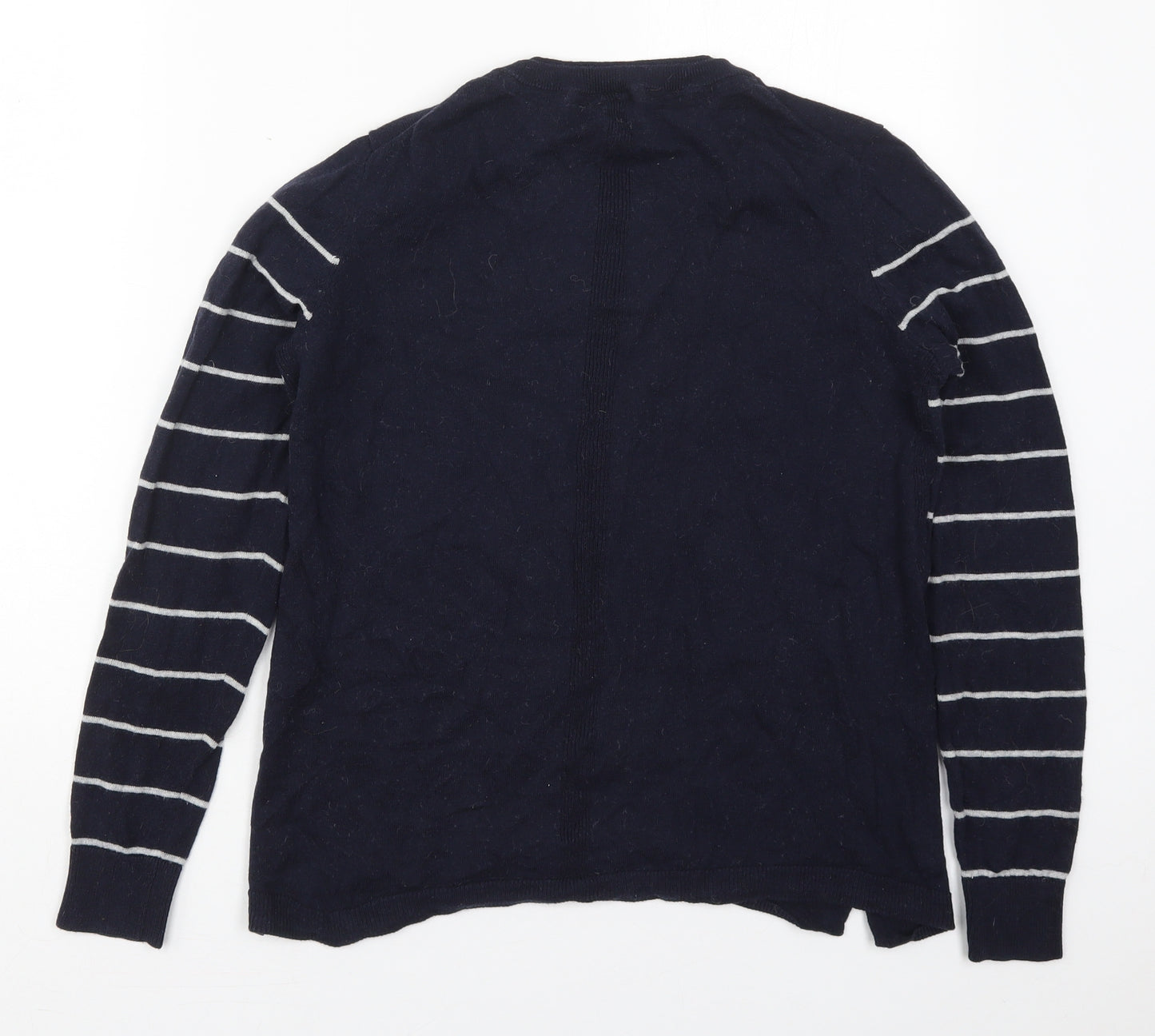 White Stuff Womens Blue Crew Neck Striped Wool Pullover Jumper Size 12