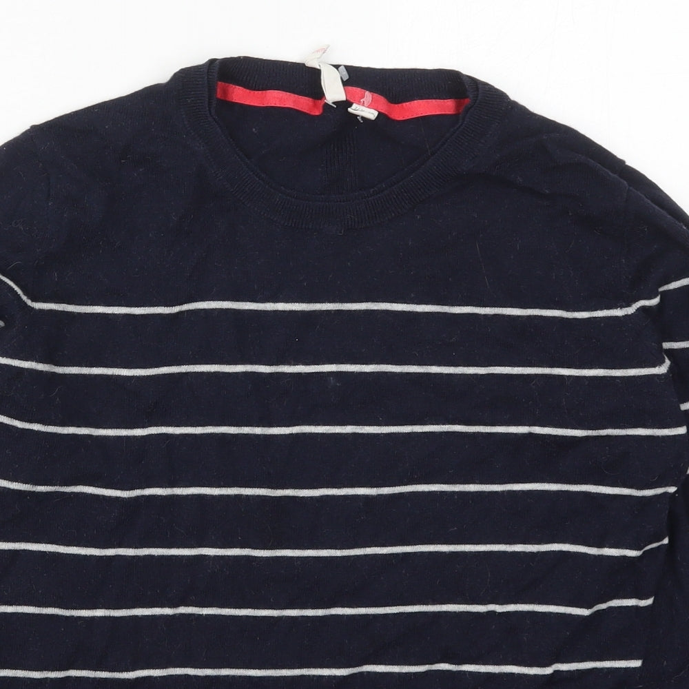 White Stuff Womens Blue Crew Neck Striped Wool Pullover Jumper Size 12