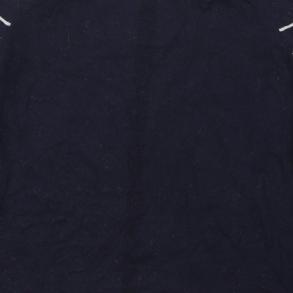 White Stuff Womens Blue Crew Neck Striped Wool Pullover Jumper Size 12