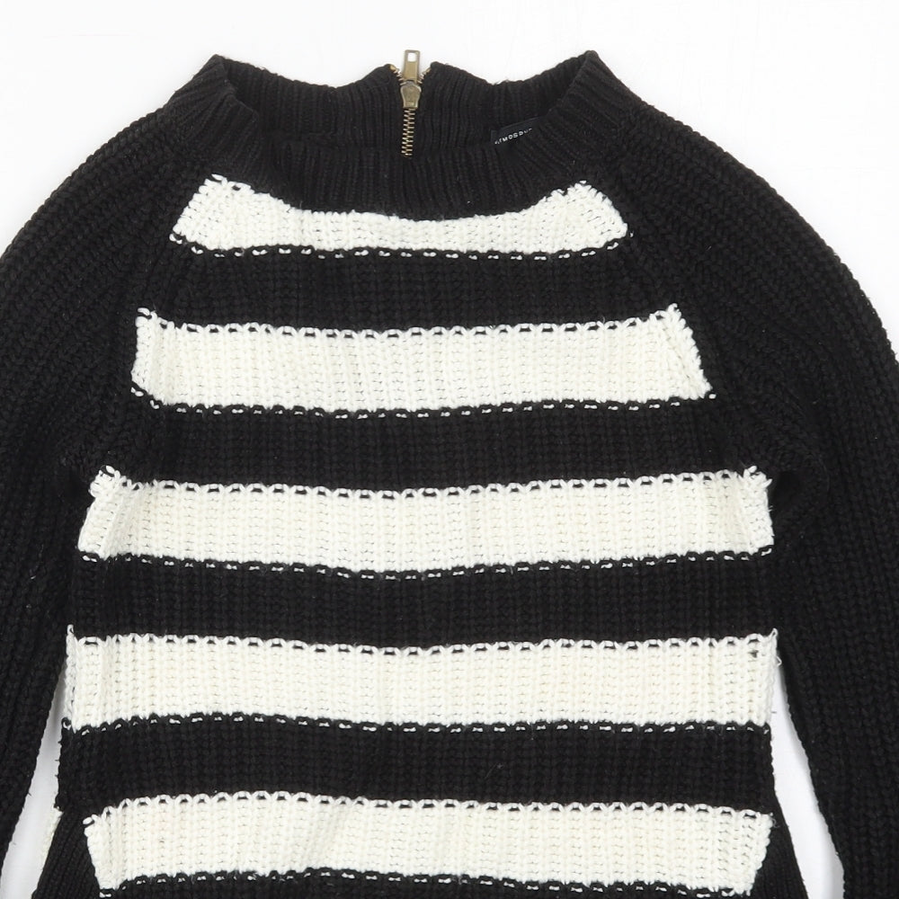 Atmosphere Womens Black Crew Neck Striped Acrylic Pullover Jumper Size 6   - Black and White
