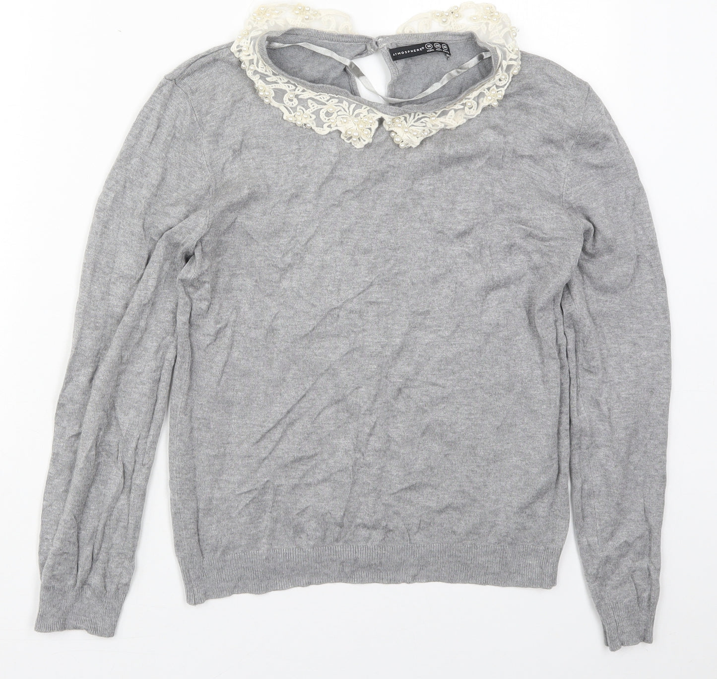 Atmosphere Womens Grey Collared  Viscose Pullover Jumper Size 10