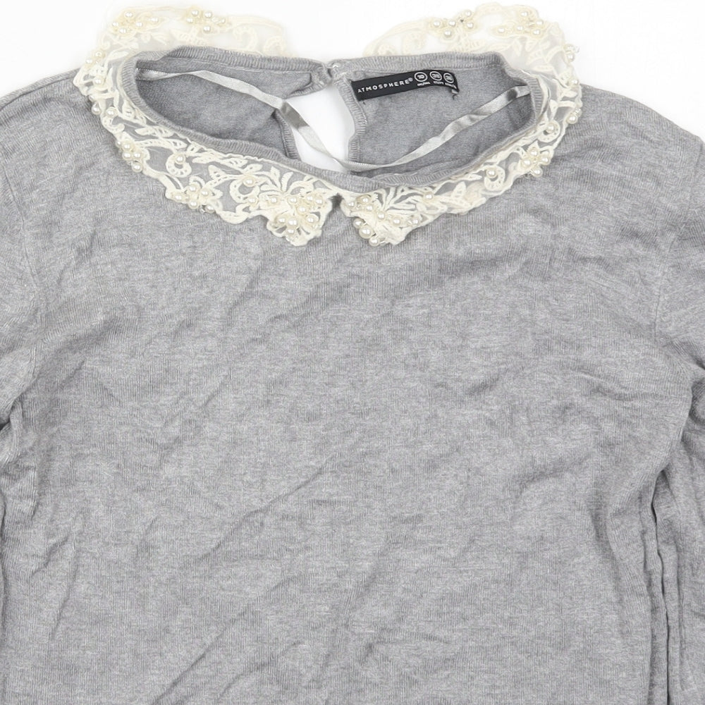 Atmosphere Womens Grey Collared  Viscose Pullover Jumper Size 10
