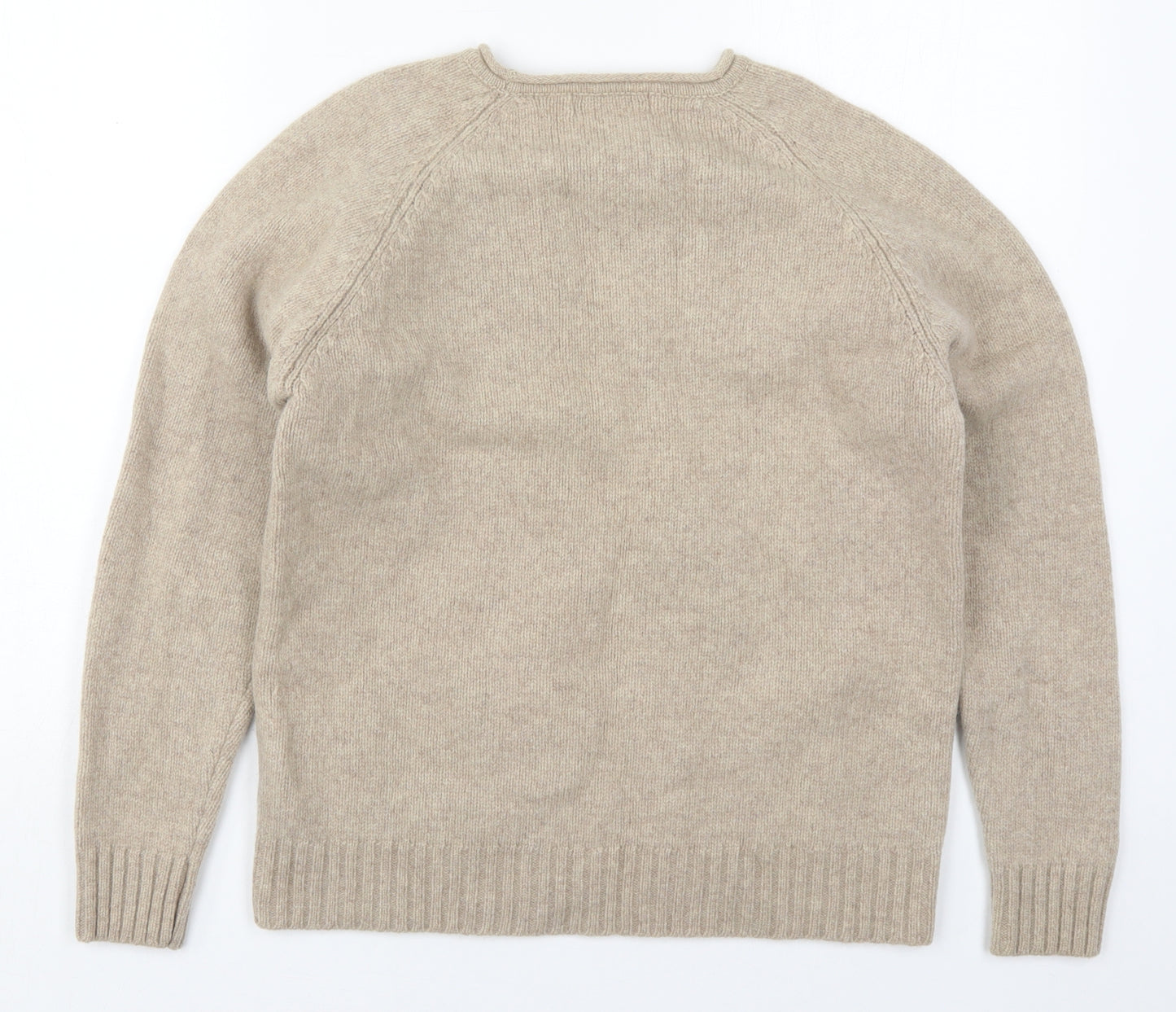 Jumper Womens Beige Crew Neck  Wool Pullover Jumper Size M   - Flowers