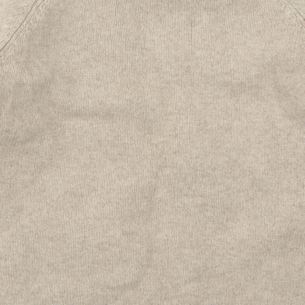 Jumper Womens Beige Crew Neck  Wool Pullover Jumper Size M   - Flowers