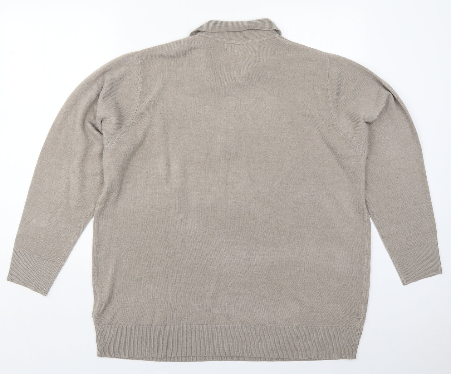 Julipa Womens Beige Collared  Acrylic Pullover Jumper Size 24