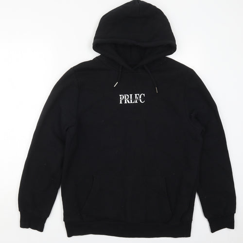 River Island Mens Black  Cotton Pullover Hoodie Size M   - PRLFC
