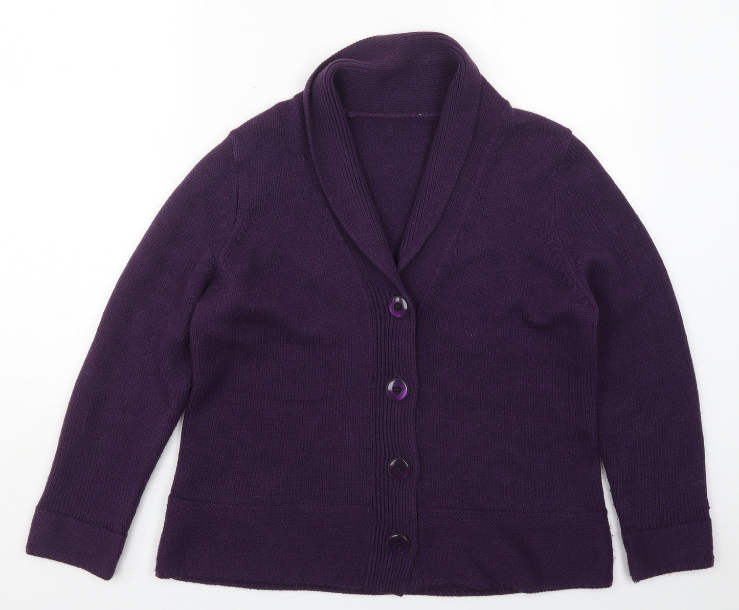 Preworn Womens Purple Collared  Acrylic Cardigan Jumper Size 16