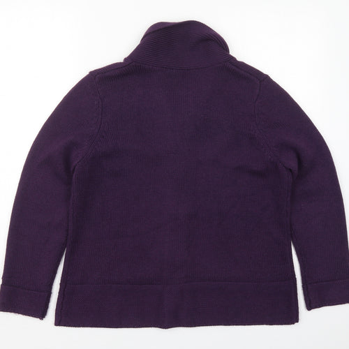 Preworn Womens Purple Collared  Acrylic Cardigan Jumper Size 16