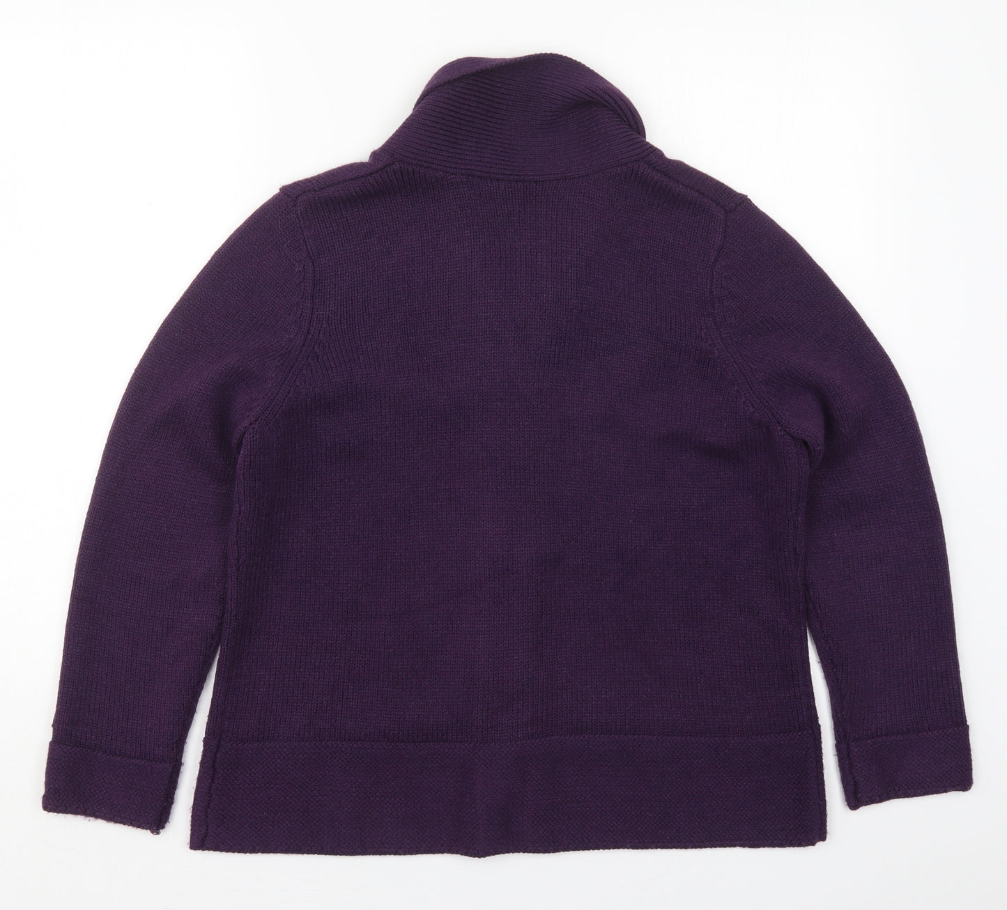 Preworn Womens Purple Collared  Acrylic Cardigan Jumper Size 16