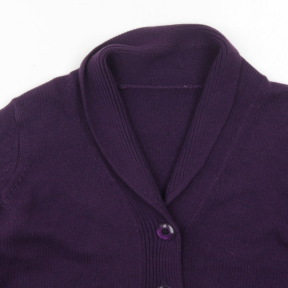 Preworn Womens Purple Collared  Acrylic Cardigan Jumper Size 16