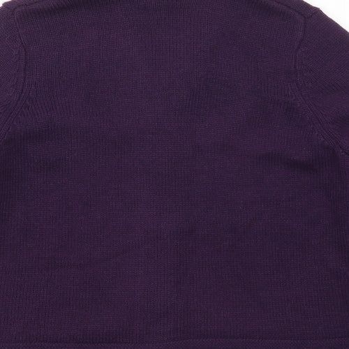 Preworn Womens Purple Collared  Acrylic Cardigan Jumper Size 16