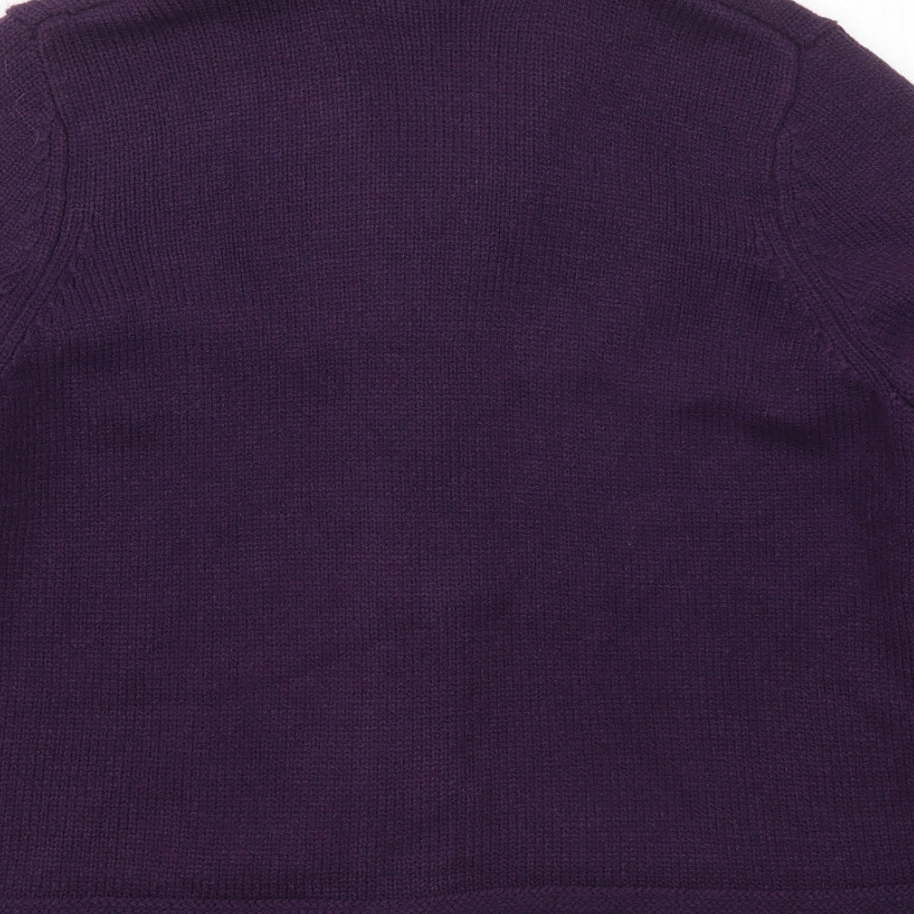 Preworn Womens Purple Collared  Acrylic Cardigan Jumper Size 16