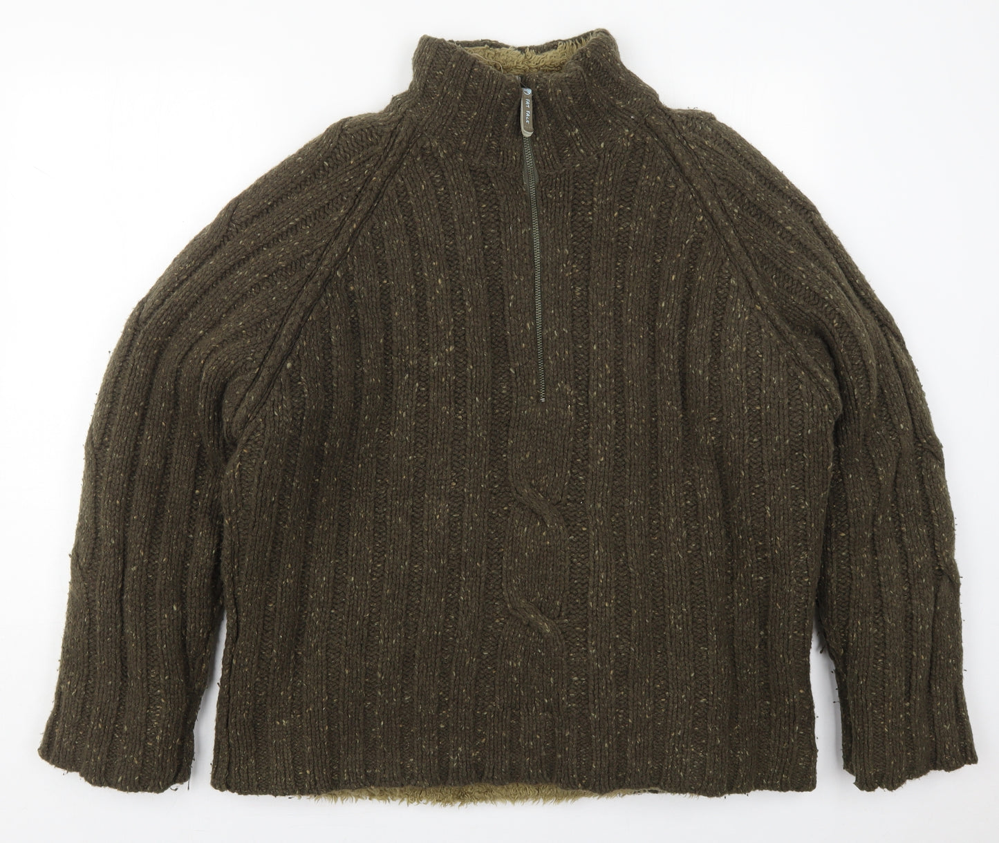 Fat Face Mens Green High Neck  Wool Pullover Jumper Size XL