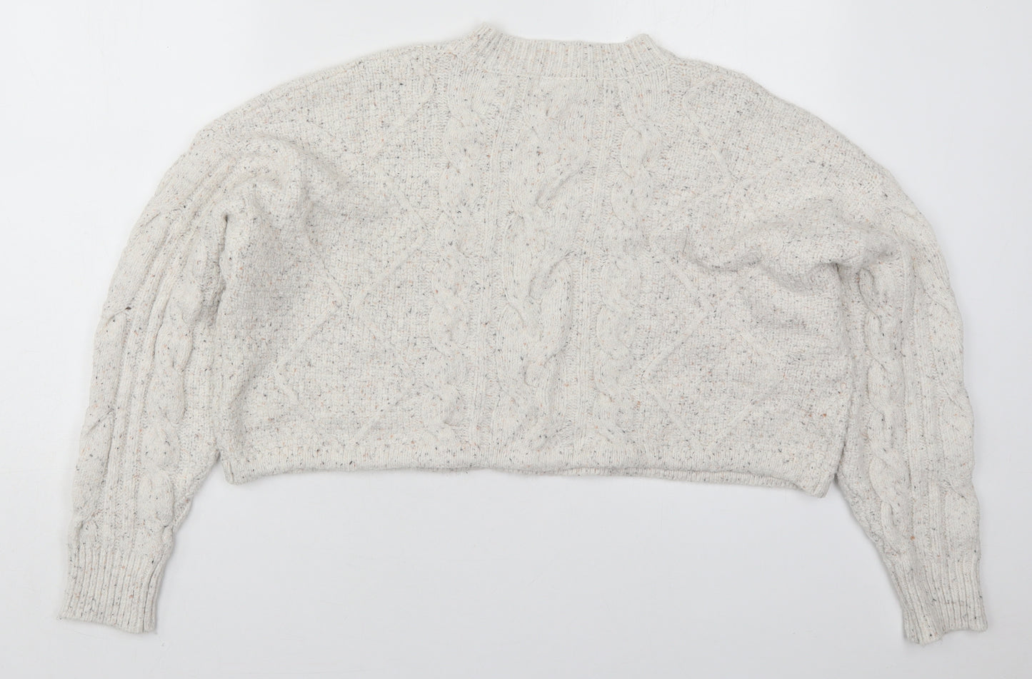 Pull & Bear Womens White Crew Neck  Polyester Pullover Jumper Size M