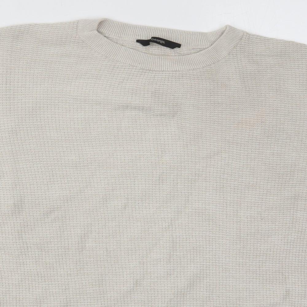 George Mens Beige Crew Neck  Cotton Pullover Jumper Size 2XL