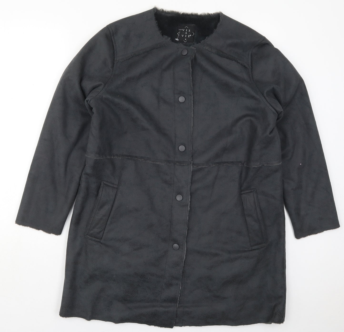 Viz-A-Viz Womens Grey   Pea Coat Coat Size M  Button