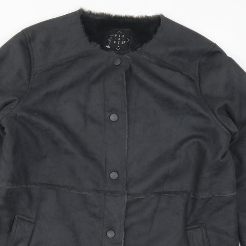 Viz-A-Viz Womens Grey   Pea Coat Coat Size M  Button