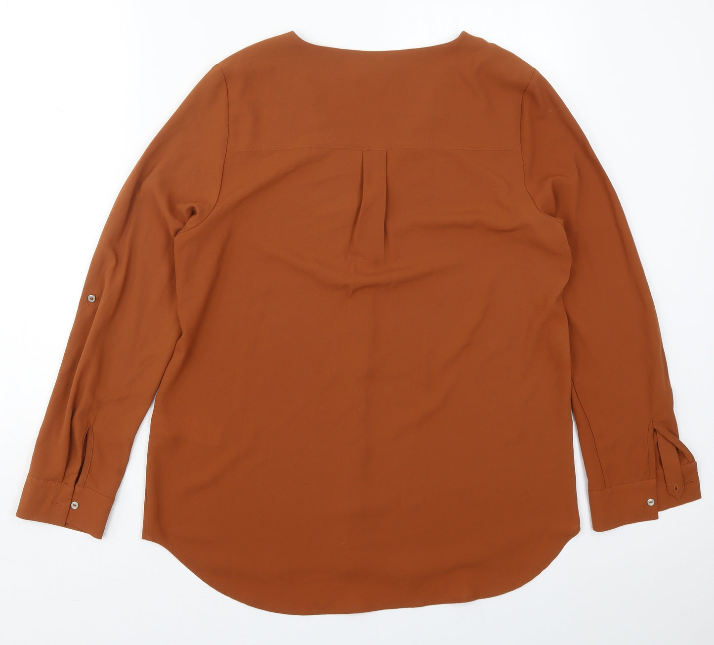 New Look Womens Brown  Polyester Basic Blouse Size 12 V-Neck