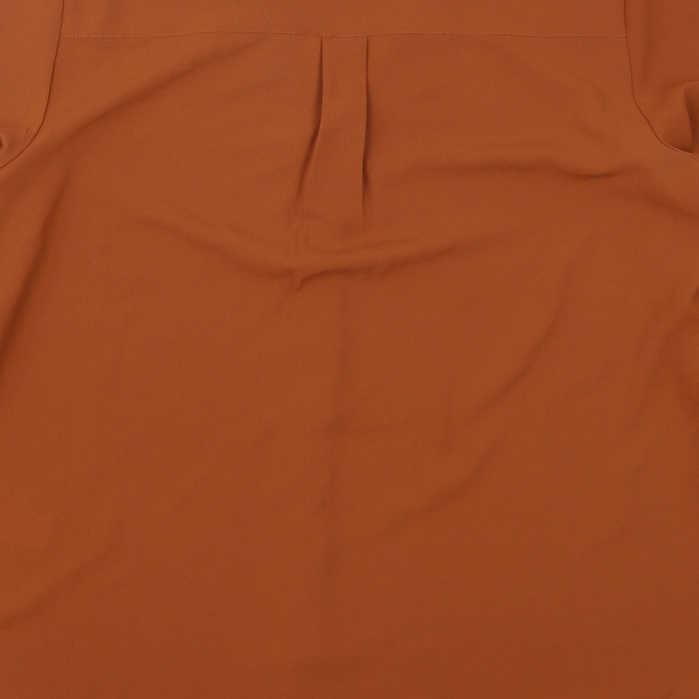 New Look Womens Brown  Polyester Basic Blouse Size 12 V-Neck