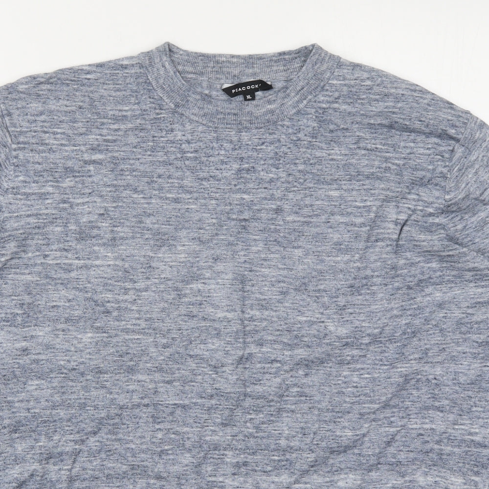 Peacocks Mens Blue Crew Neck  Cotton Pullover Jumper Size XL