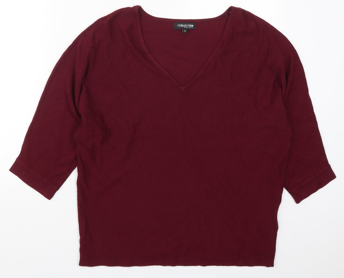 Debenhams Womens Red V-Neck  Viscose Pullover Jumper Size M