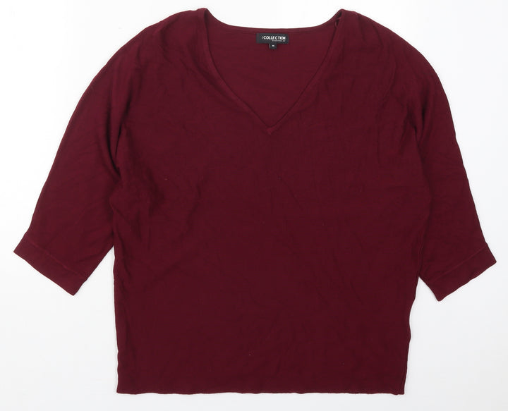 Debenhams Womens Red V-Neck Viscose Pullover Jumper Size M