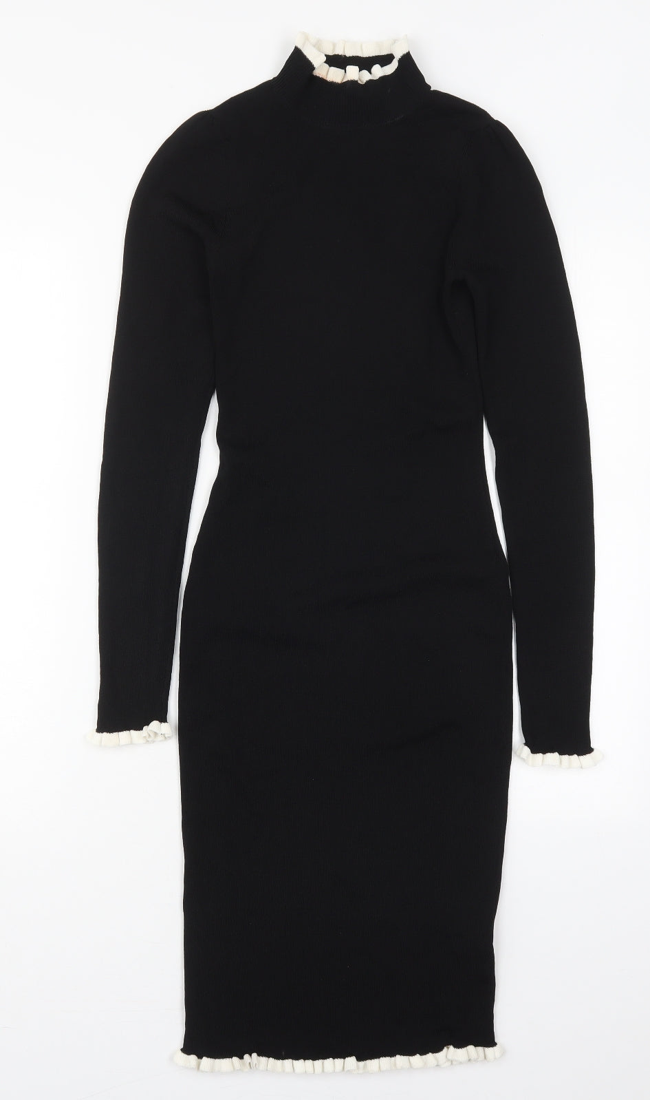 H&M Womens Black  Viscose Jumper Dress  Size S  Mock Neck Pullover
