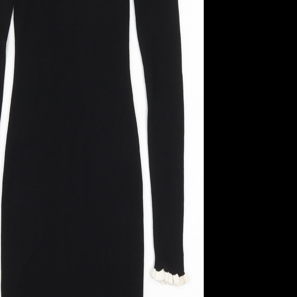 H&M Womens Black  Viscose Jumper Dress  Size S  Mock Neck Pullover