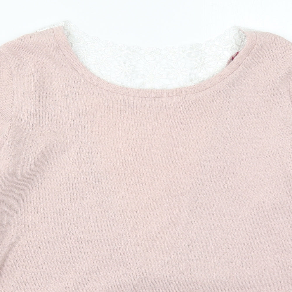 Boohoo Womens Pink Round Neck  Acrylic Pullover Jumper Size M