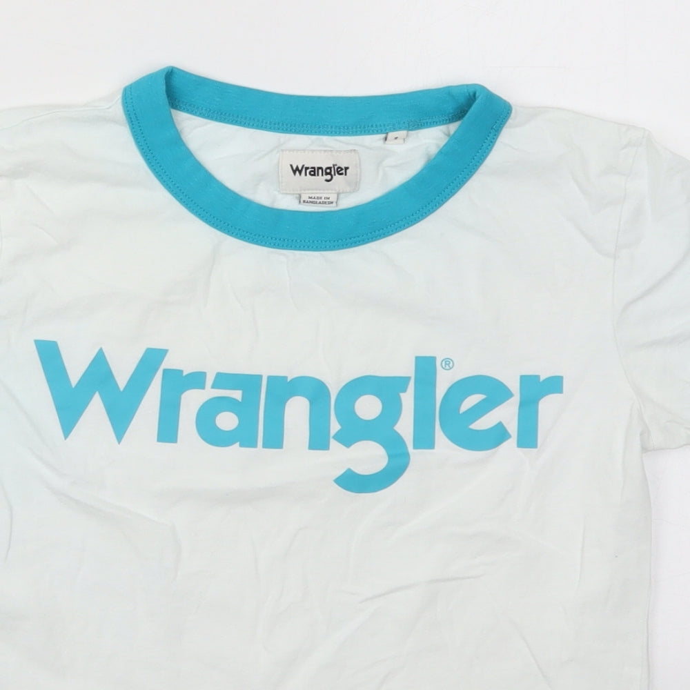 Wrangler Womens White  Cotton Basic T-Shirt Size S Crew Neck