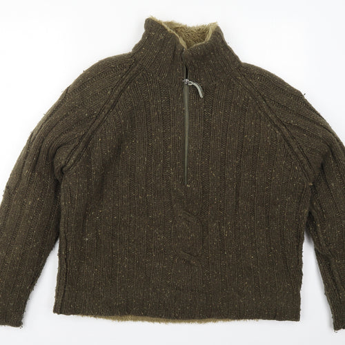 Fat Face Mens Green High Neck  Wool Pullover Jumper Size M