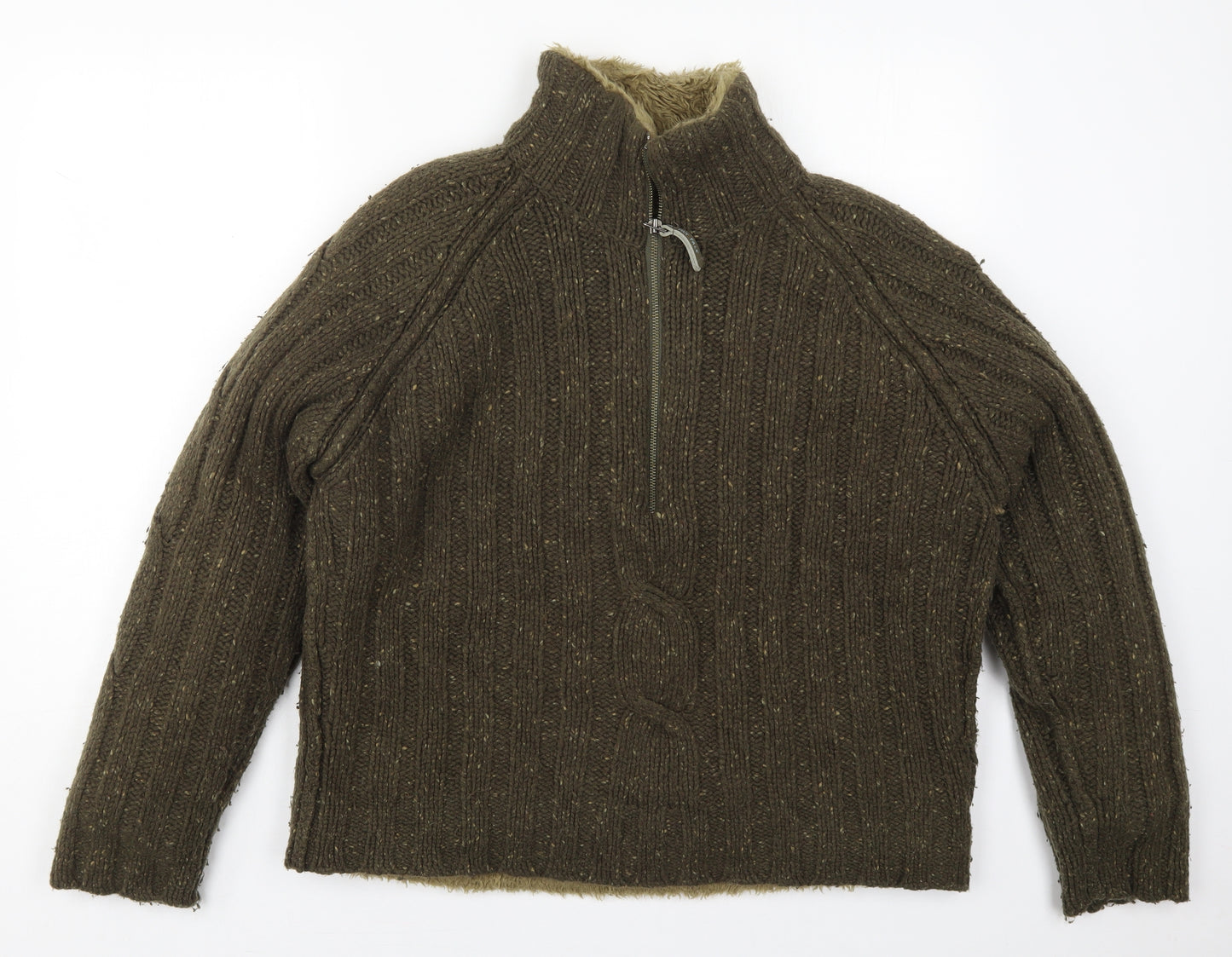 Fat Face Mens Green High Neck  Wool Pullover Jumper Size M