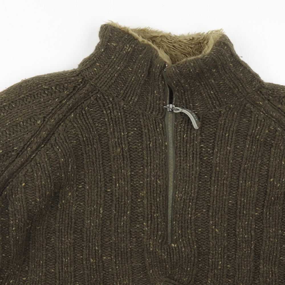 Fat Face Mens Green High Neck  Wool Pullover Jumper Size M