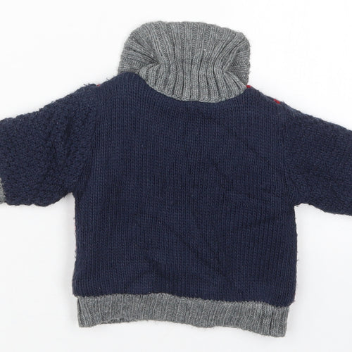 Nutmeg Boys Black Geometric Acrylic Cardigan Jumper One Size  Button