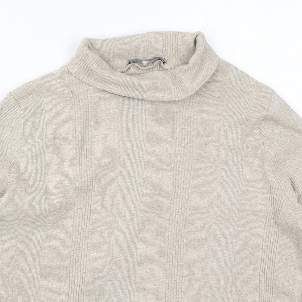 Marks and Spencer Womens Beige Roll Neck  Cotton Pullover Jumper Size 16
