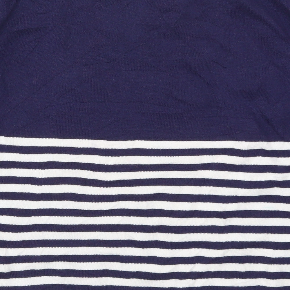 Kaleidoscope Womens Blue Crew Neck Striped Cotton Pullover Jumper Size 16   - Anchor