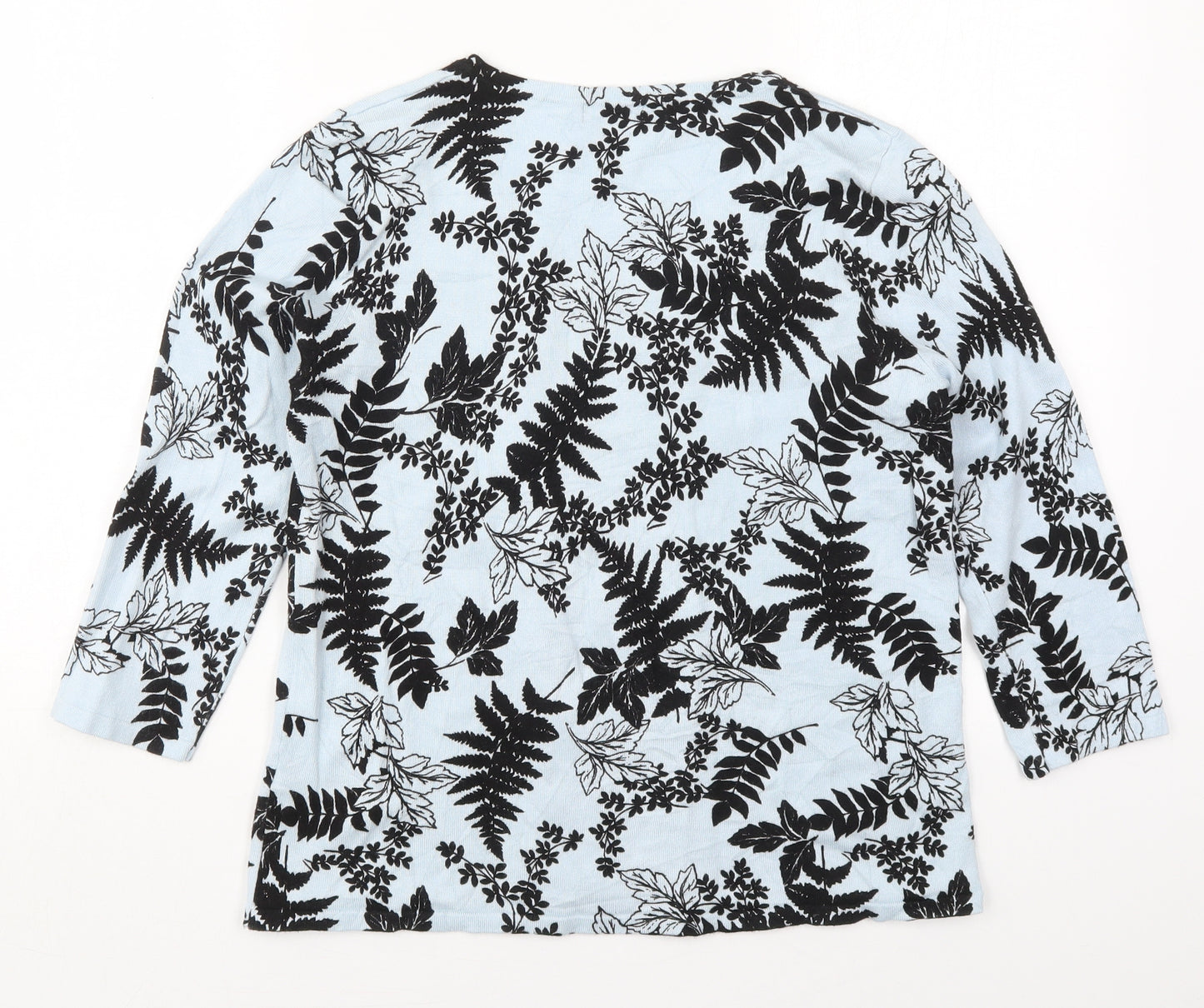 M&Co Womens Blue Round Neck Floral Viscose Pullover Jumper Size 16