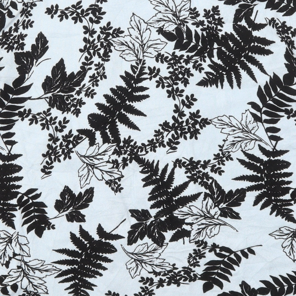 M&Co Womens Blue Round Neck Floral Viscose Pullover Jumper Size 16