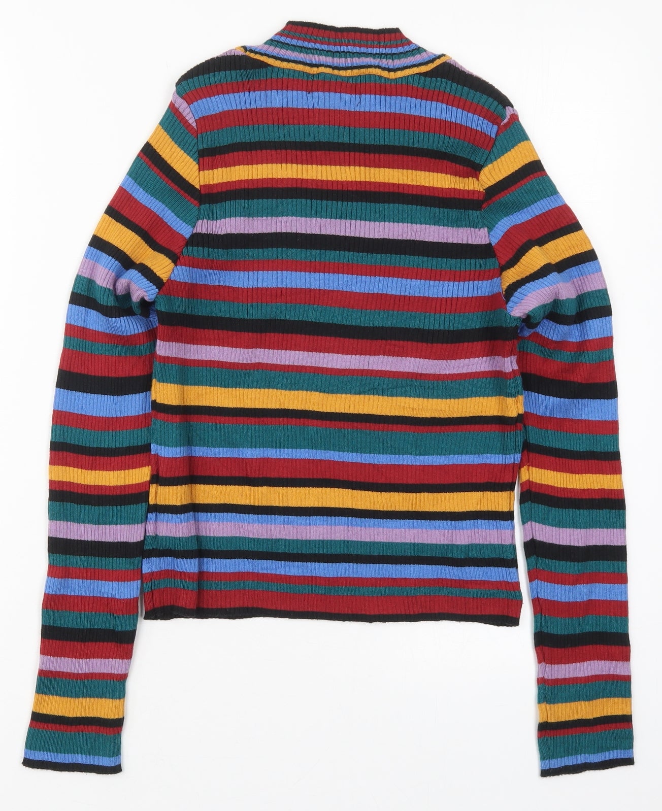 Primark Womens Multicoloured Crew Neck Striped Cotton Pullover Jumper Size 12