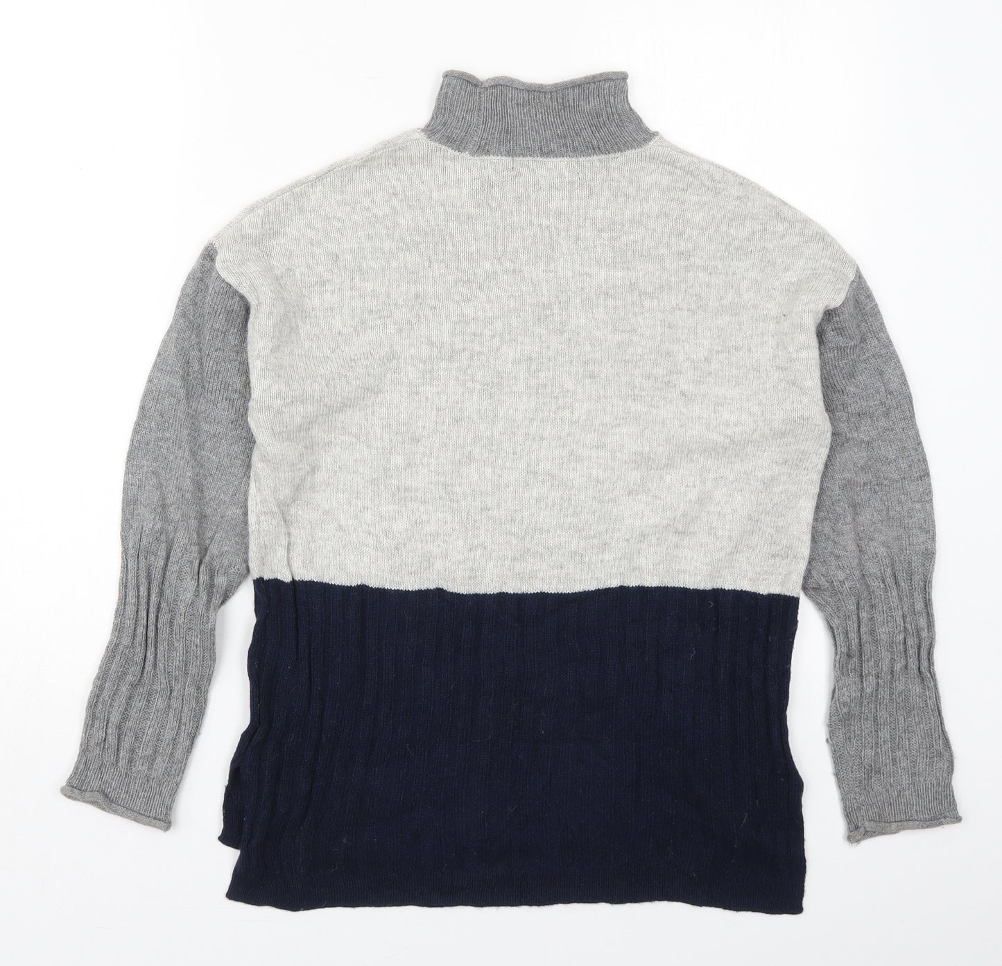 Marks and Spencer Womens Grey High Neck  Acrylic Pullover Jumper Size S   - Blue